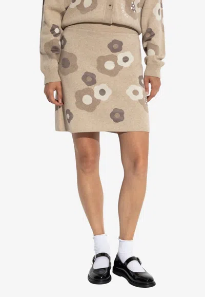 Kenzo Hana Dots Mini Skirt In Beige