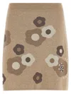 Kenzo Floral-pattern Knit Skirt In Neutral