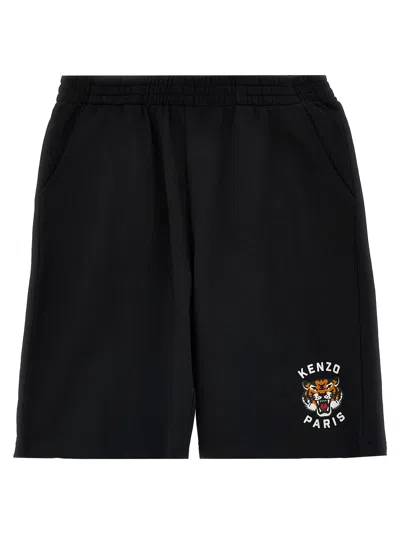 Kenzo Kids'  Happy Tiger Bermuda Shorts In Black