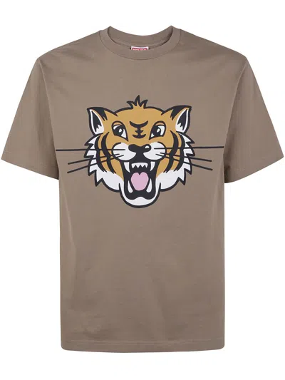 Kenzo Happy Tiger Classic Tshirt Clothing In Grey
