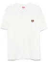 Kenzo White Crewneck T-shirt With Logo Patch On The Front In Cotton Man
