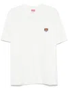 Kenzo White Crewneck T-shirt With Logo Patch On The Front In Cotton Man