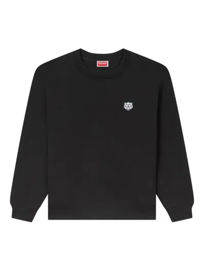 Kenzo Happy Tiger Crew-neck Sweatshirt In Black