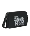 Kenzo Stylish Messenger Bag Embroidered Design In Black