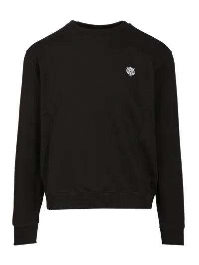 Kenzo Happy Tiger Embroidered Classic Sweatshirt Sweatshirts Black