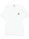 Kenzo Happy Tiger Embroidered Polo Shirt In White