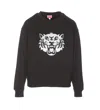 Kenzo Happy Tiger Embroidered Sweatshirt In Black