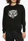 Kenzo Happy Tiger Embroidered Sweatshirt In Black