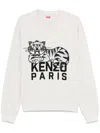 Kenzo Tiger Embroidered Crewneck Sweatshirt In Grey