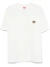 Kenzo White Crewneck T-shirt With Logo Patch On The Front In Cotton Man In White