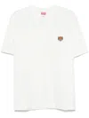 Kenzo White Crewneck T-shirt With Logo Patch On The Front In Cotton Man In White