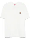 Kenzo White Crewneck T-shirt With Logo Patch On The Front In Cotton Man In White