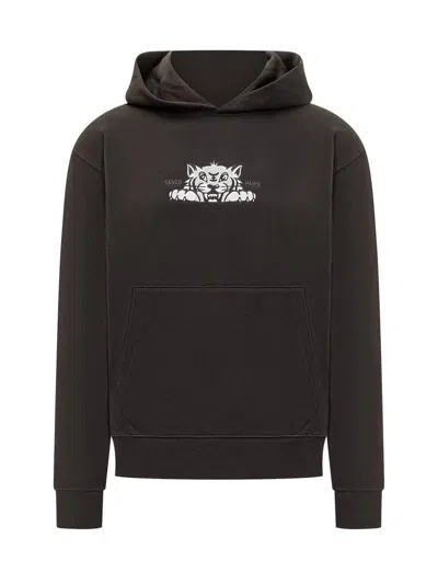 Kenzo Happy Tiger Hoodie In Black
