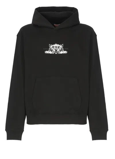 Kenzo Happy Tiger Hoodie In Black