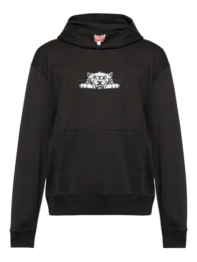 Kenzo Happy Tiger Hoodie In Black