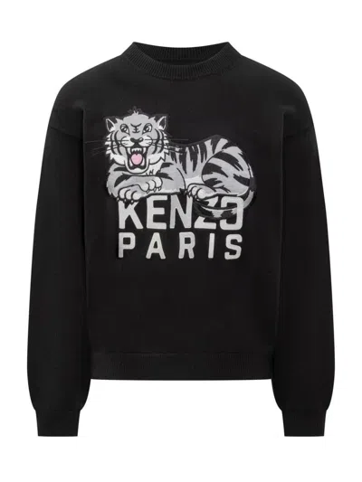 Kenzo Happy Tiger Jersey In Black