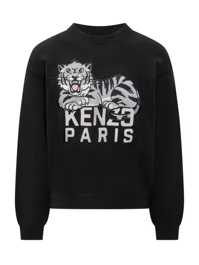 Kenzo Logo-printed Crewneck Sweater In Black