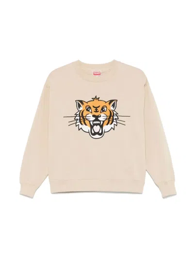 Kenzo Happy Tiger Logo Sweatshirt In Gold