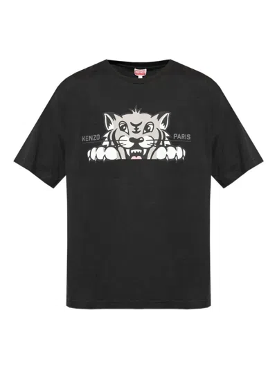 Kenzo " Happy Tiger" Oversize T-shirt Clothing In Black