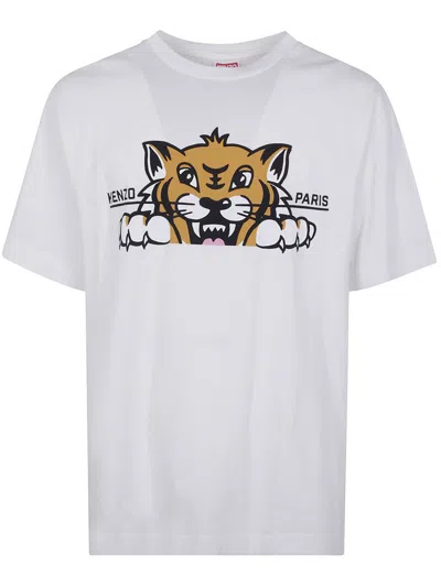 Kenzo " Happy Tiger" Oversize T-shirt Clothing In White