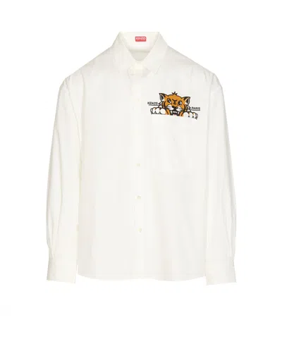Kenzo "happy Tiger" Casual Shirt In White