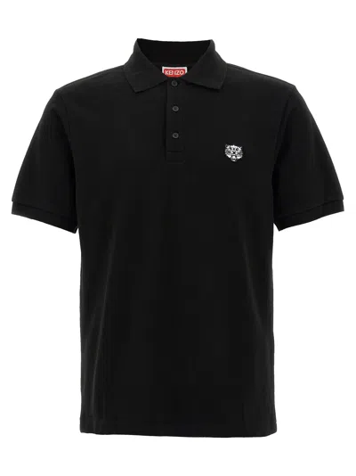 Kenzo Men's Gots Happy Tiger Embroidered Slim Polo In Black