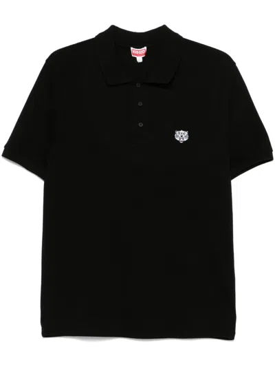 Kenzo Happy Tiger Polo Shirt In Black