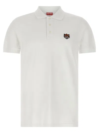 Kenzo Polo Shirt With Happy Tiger Embroidery In White