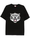 Kenzo Black T-shirt With Happy Tiger Print On The Front