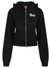 Kenzo Happy Tiger Short Zip Up Sweatshirt In Black