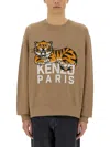 Kenzo "happy Tiger" Sweatshirt In Beige