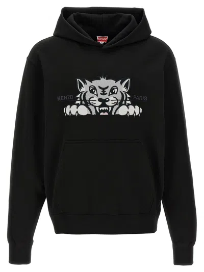 Kenzo Men's Happy Tiger Embroidered Classic Hoodie In Black