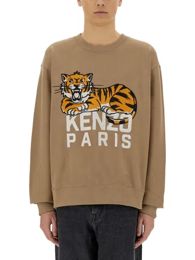 Kenzo "happy Tiger" Sweatshirt In Brown