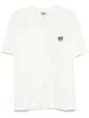 Kenzo White Crewneck T-shirt With Logo Patch On The Front In Cotton Man