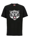 Kenzo Black T-shirt With Happy Tiger Print On The Front