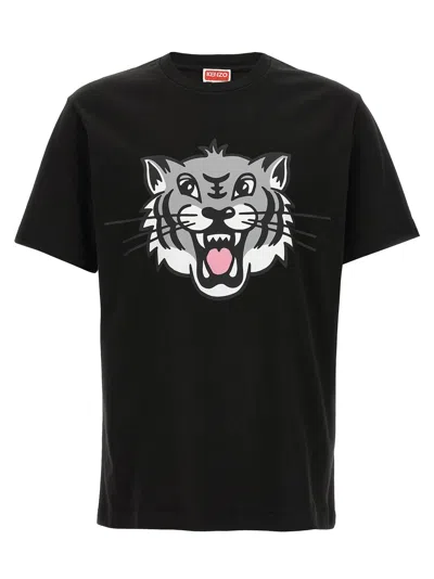 Kenzo Happy Tiger Classic Cotton T-shirt In Black