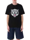Kenzo Black T-shirt With Happy Tiger Print On The Front In Black