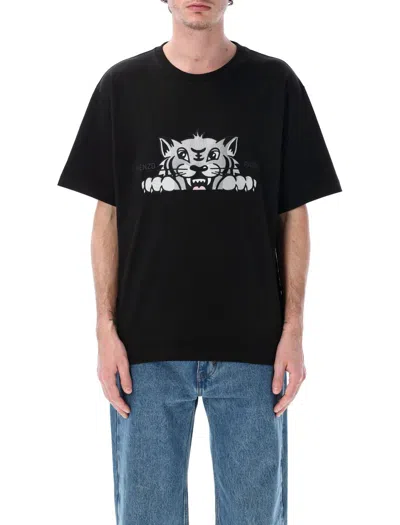 Kenzo Gots Happy Tiger Embroidered Oversize Tshirt In Black