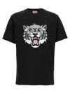 Kenzo Black T-shirt With Happy Tiger Print On The Front In J Black