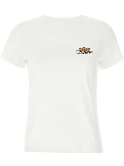 Kenzo Happy Tiger Print T-shirt In White