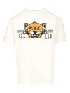 Kenzo 'gots Happy Tiger' White Crewneck T-shirt With Maxi Logo Embroidery On The Front And Logo Lettering In White
