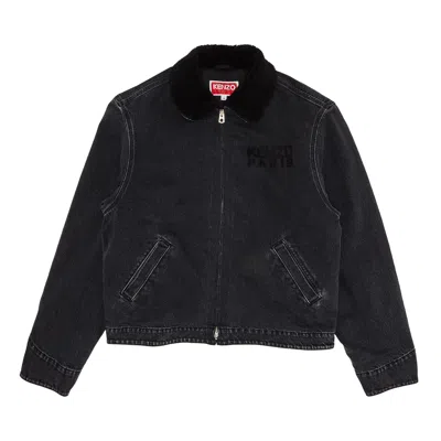 Pre-owned Kenzo Happy Tiger Utility Fleece Jacket 'stone Bleached Black Denim' | Men's Size M