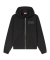 Kenzo ' Happy Tiger' Zip-up Hoodie In Cotton In Black