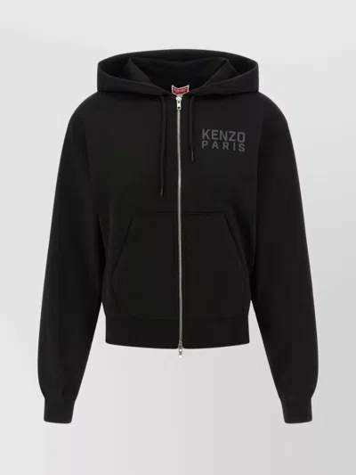 KENZO HAPPY TIGER ZIP UP HOODIE WITH KANGAROO POCKET