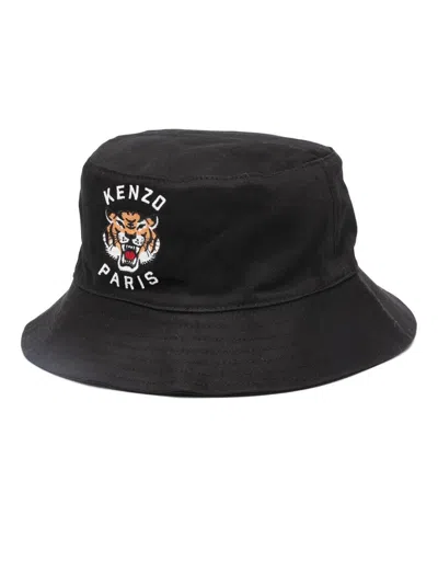 Kenzo Embroidered-logo Bucket Hat In Black