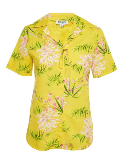 Pre-owned Kenzo Hawaiian Floral Shirt In Yellow