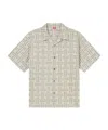 Kenzo Camicia In Cotone Stretch Ricamato Uomo In White