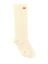 Kenzo High Socks With Logo Patch In Yellow