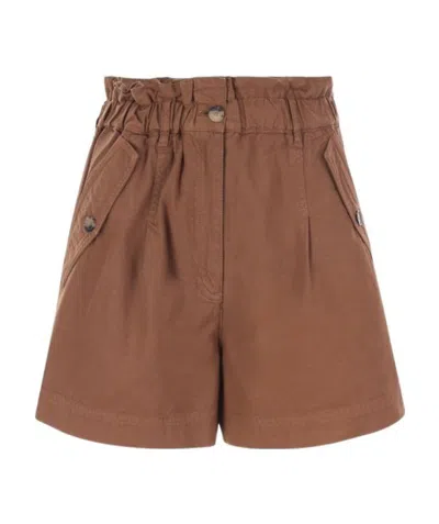 Kenzo High Waist Shorts In Brown