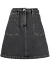 Kenzo High-waisted Bleached Denim Skirt In Black